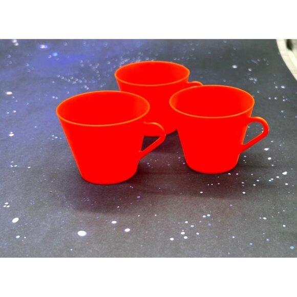 Vintage Irwin Plastic Doll Dishes Set Coffee Tea Japanese Style Black Orange - Picture 3 of 16